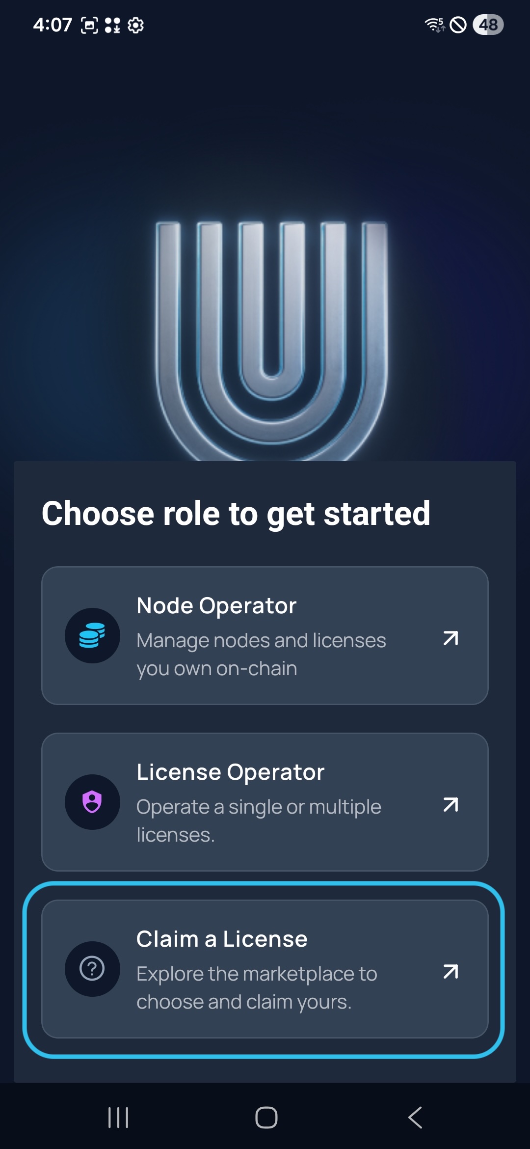 Schermata consenso termini
