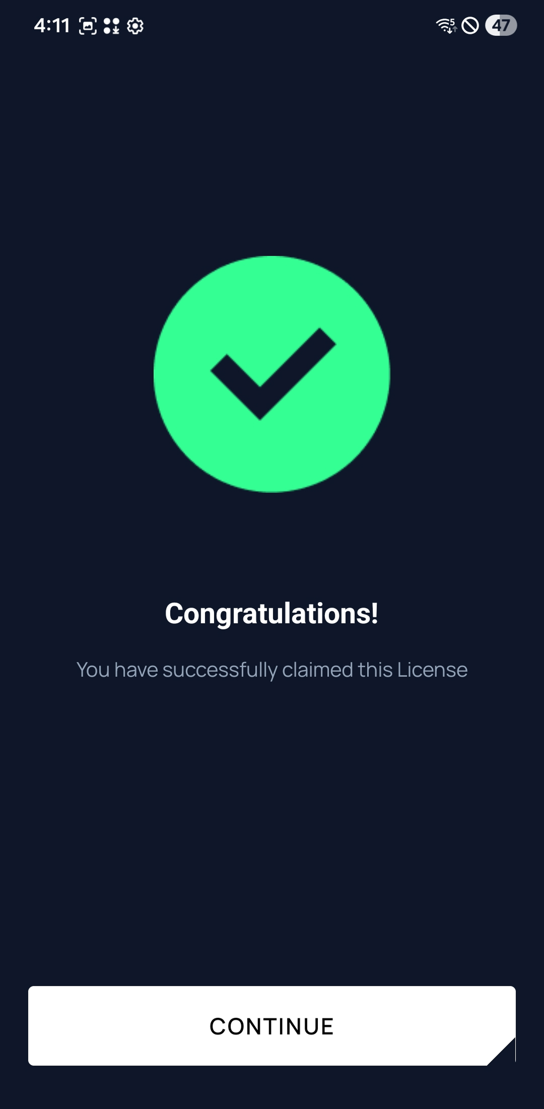 Licenza richiesta con successo