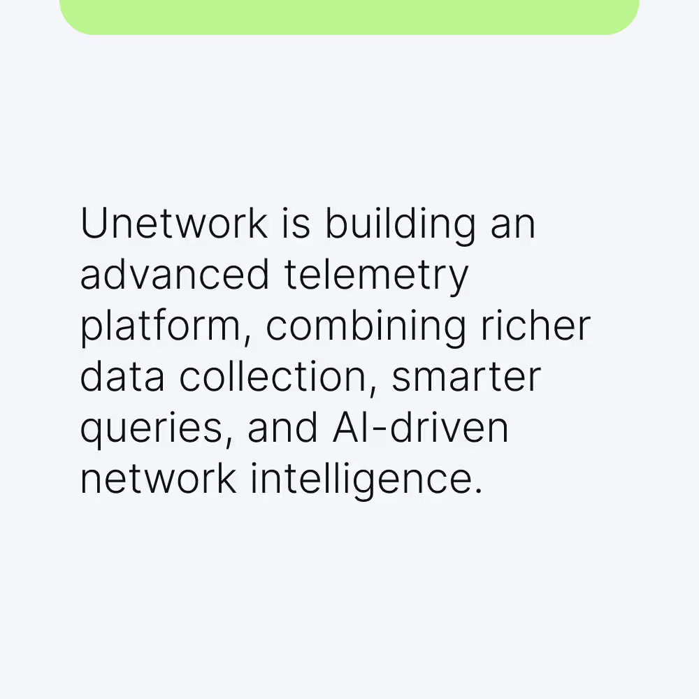 Unetwork advanced telemetry platform interface.
